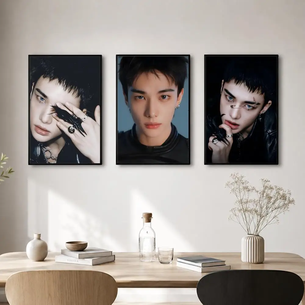 K-KPOP idol H-Hyunjin Poster Self-adhesive Art Waterproof Paper Sticker Coffee House Bar Room Wall Decor - view 2