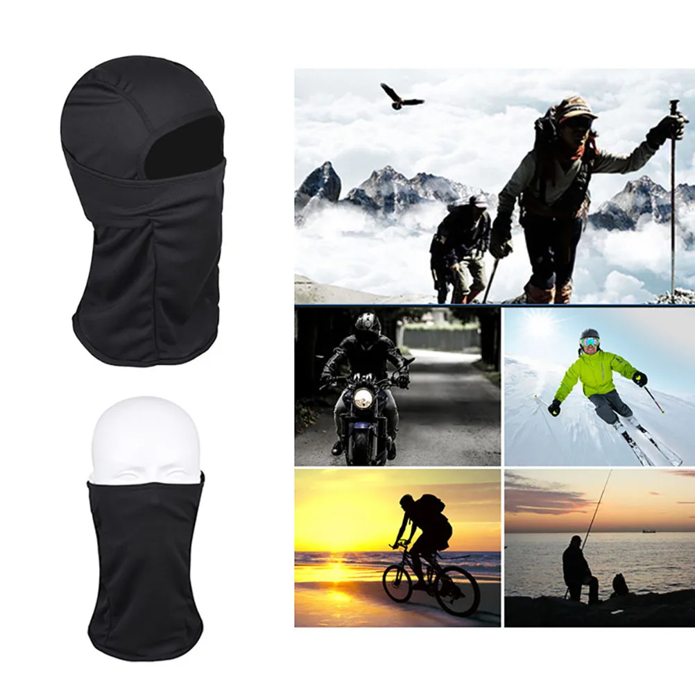 

2Pcs Black Motorcycle Face Mask Windproof Balaclava Neck Gaiter Ski Outdoor Uv Sun Protection Snowboard Cycling Hat