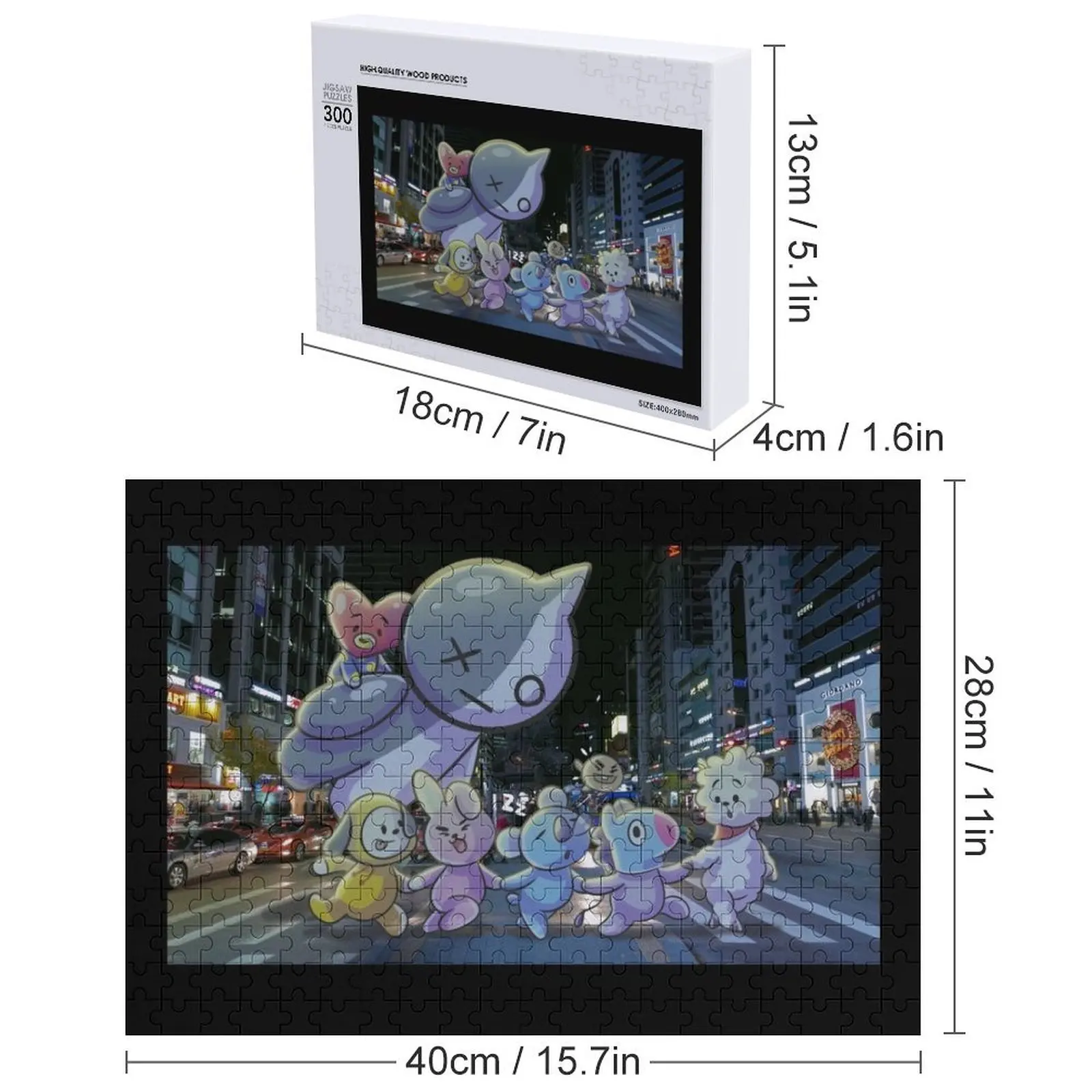 Night in Seoul Jigsaw Puzzle Wooden Decor Paintings Wood Name Toddler Toys Puzzle