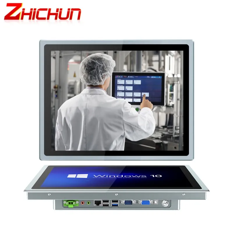 ZHICHUN 15.6 inch Production Line Panel PC J1425 J1900 8G RAM Touch Screen Display Industrial Computer