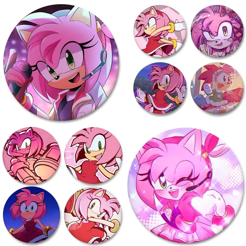 Game A-Amy Cartoon R-Rose Round Badge Creative Brooch Clothing Backpack Accessories Lapel Pin