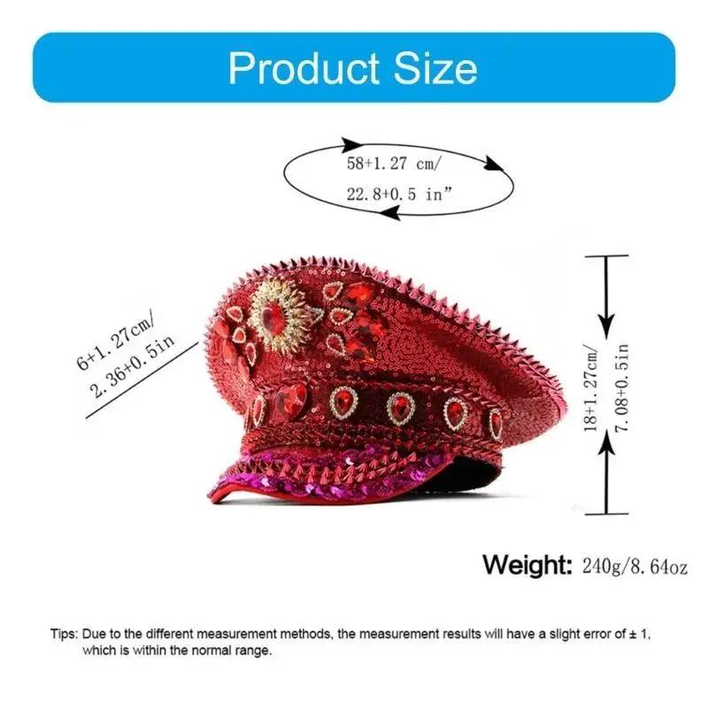 قبعة كابتن بأحجار الراين الملونة مقاس 31BB مرصعة بأحجار الراين للنساء للحفلات والمهرجانات والعروس #6