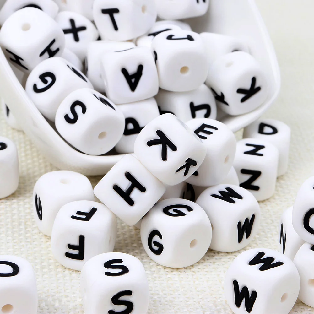 

20Pcs Silicone Bead 12mm Letter Bead BPA Free English Alphabet Beads For Baby Teething Pacifier Chain