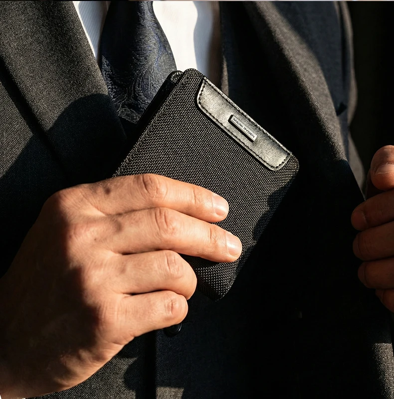 MARK RYDEN Urban Minimalistische Herren-Geldbörse aus strapazierfähigem Oxford-Stoff, lässige Geldbörse im Taschenformat – Detail 6