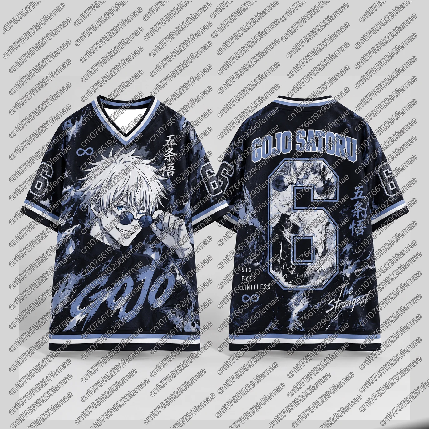 2026 Neues Gojo Satoru T-Shirt für Kinder, JUJUTSU KAISEN Anime, V-Ausschnitt, Jersey-Shirt, Sommerkleidung, Halloween- und Weihnachtsgeschenk, Oberteil für Jungen und Mädchen – Detail 6