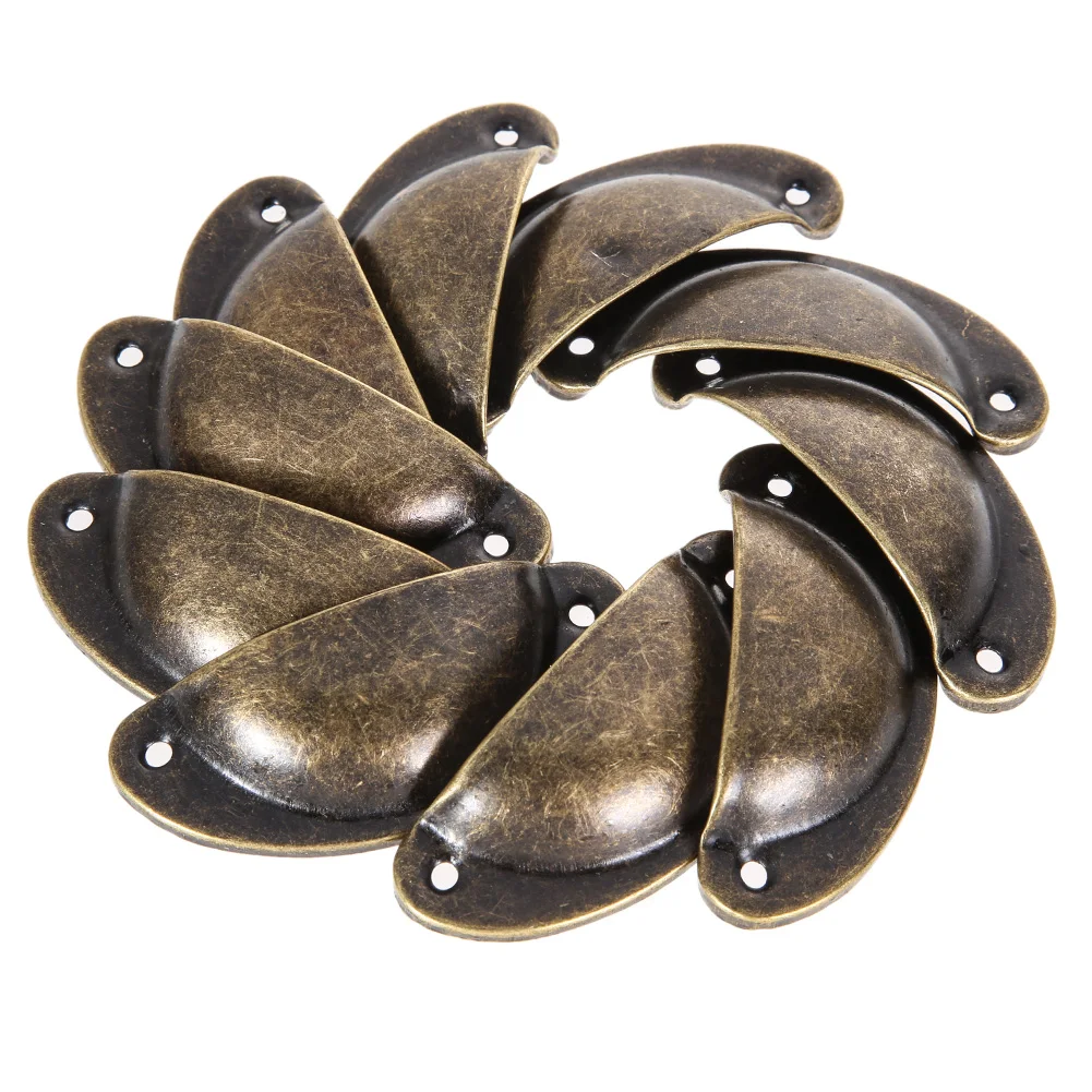 10pcs Retro Shell Pull Handles Metal Kitchen Drawer Cabinet Door Knob Furniture Handware Brass Nickel Plated Cupboard