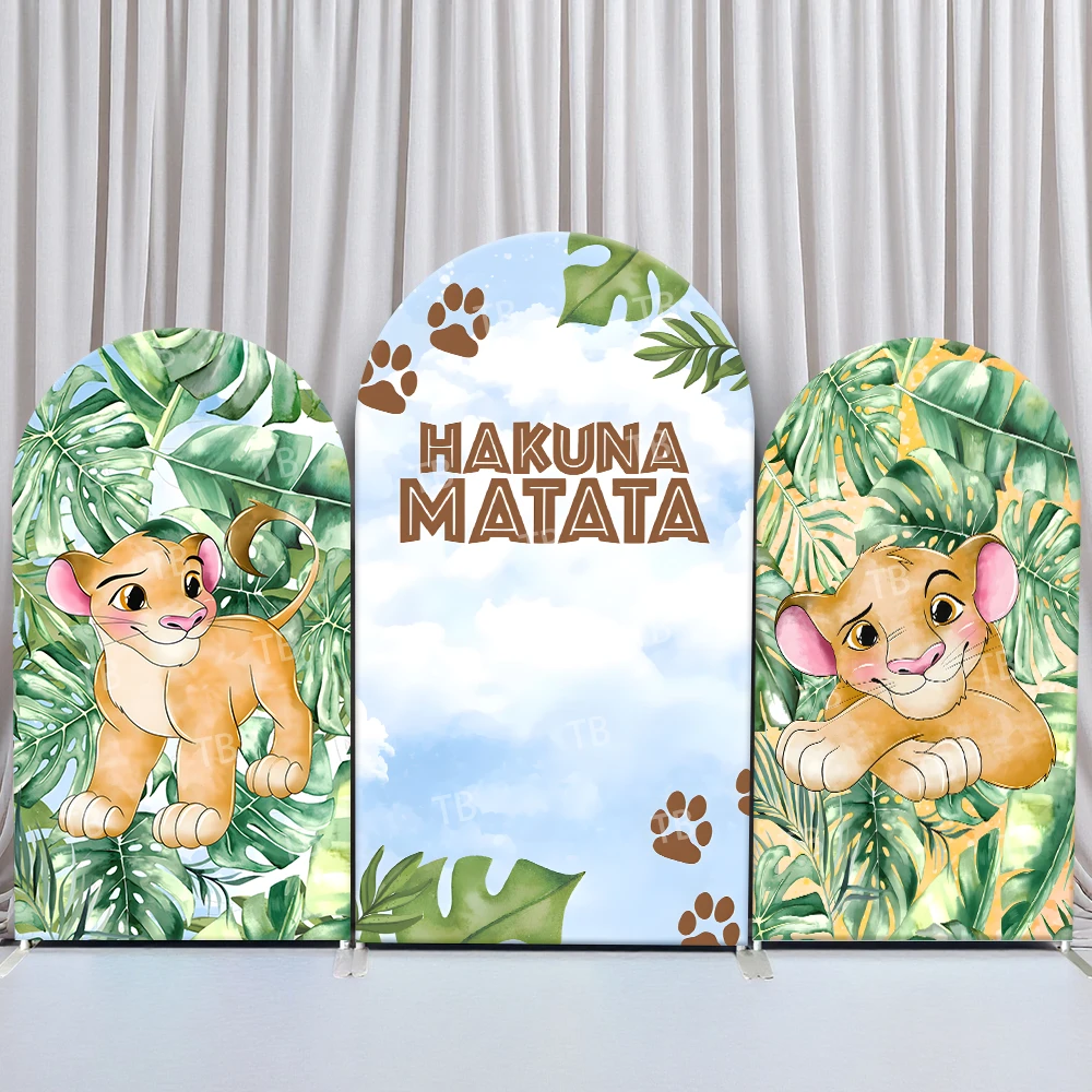 

TB The Lion King Simba Arch Backdrop Cover for Baby Shower Kids Birthday Party Decor Photo Backdrop Wall Elastic Fabric Props