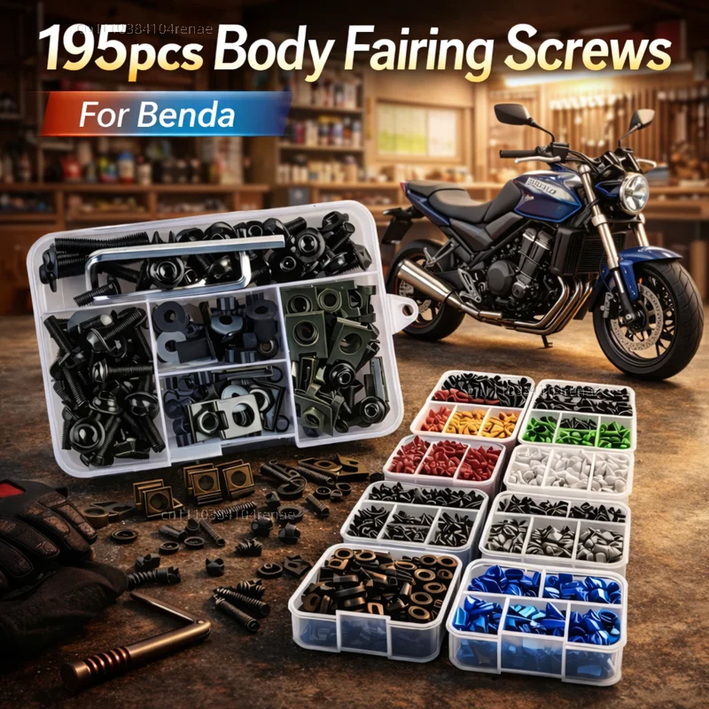 195pcs Motorcycle Fairing Bolts Body Screws Nuts For Benda Chinchilla 300 450 Rock300 LFS700 LFC700 Rock 300 LFS LFC 700 Kit CNC