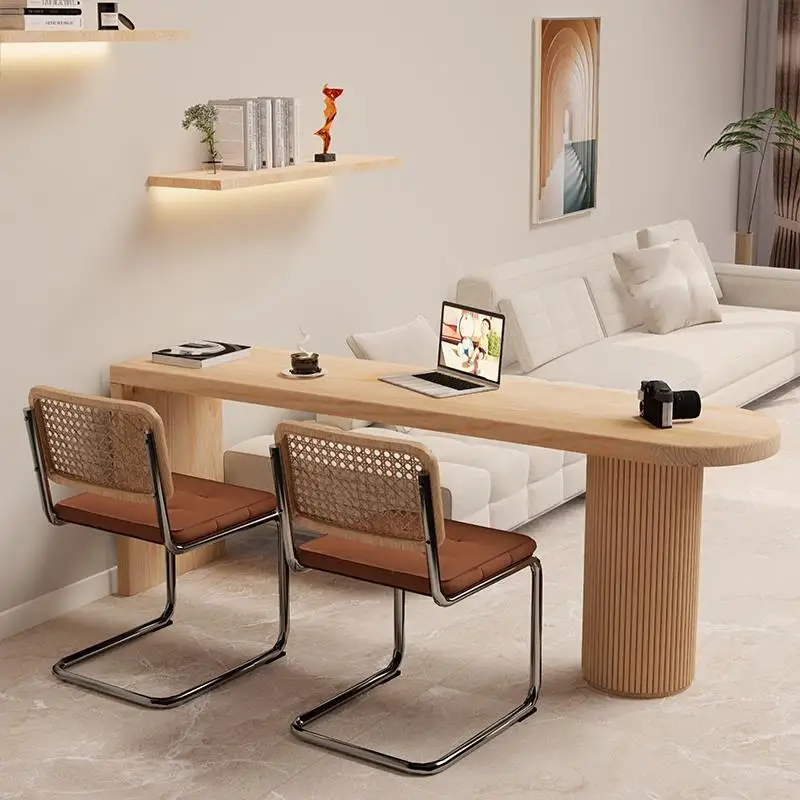 Double solid wood desk, living room study integrated table, bedroom long table, simple modern computer desk, learning