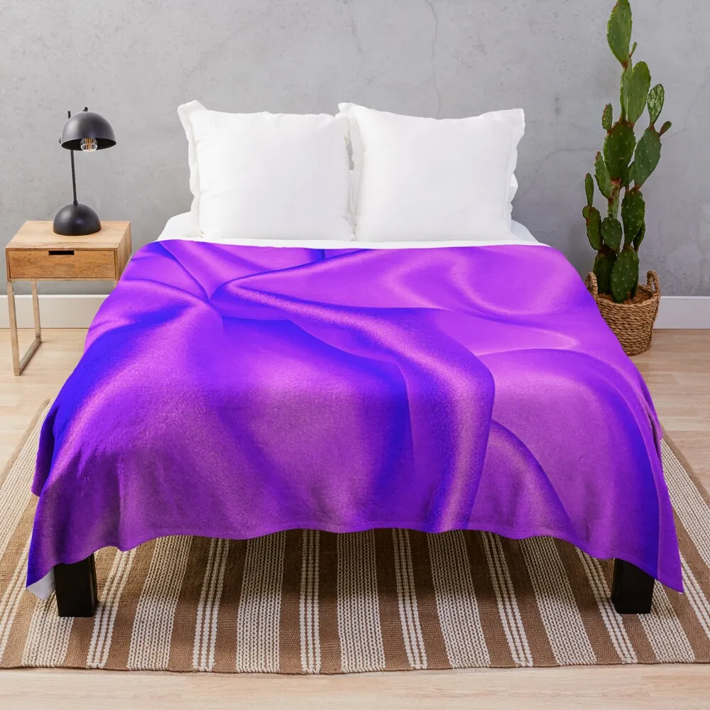 Deep Purple Silk: Elegance Redefined Throw Blanket Bed Multi-Purpose Personalized Gift Thin Blankets