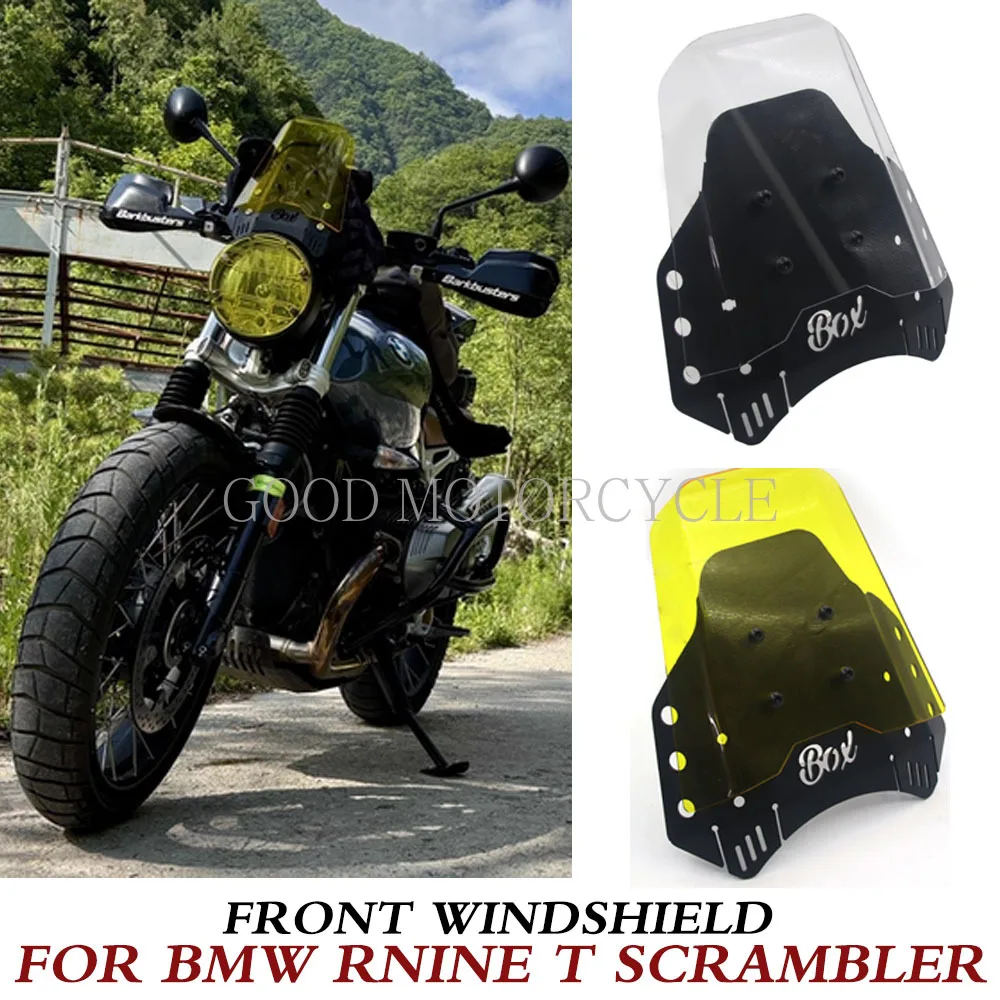 New For BMW R NINE T RNINET  Scrambler Aluminum Alloy Transparent Small Windshield Front Windshield Decorative Cover Accessories