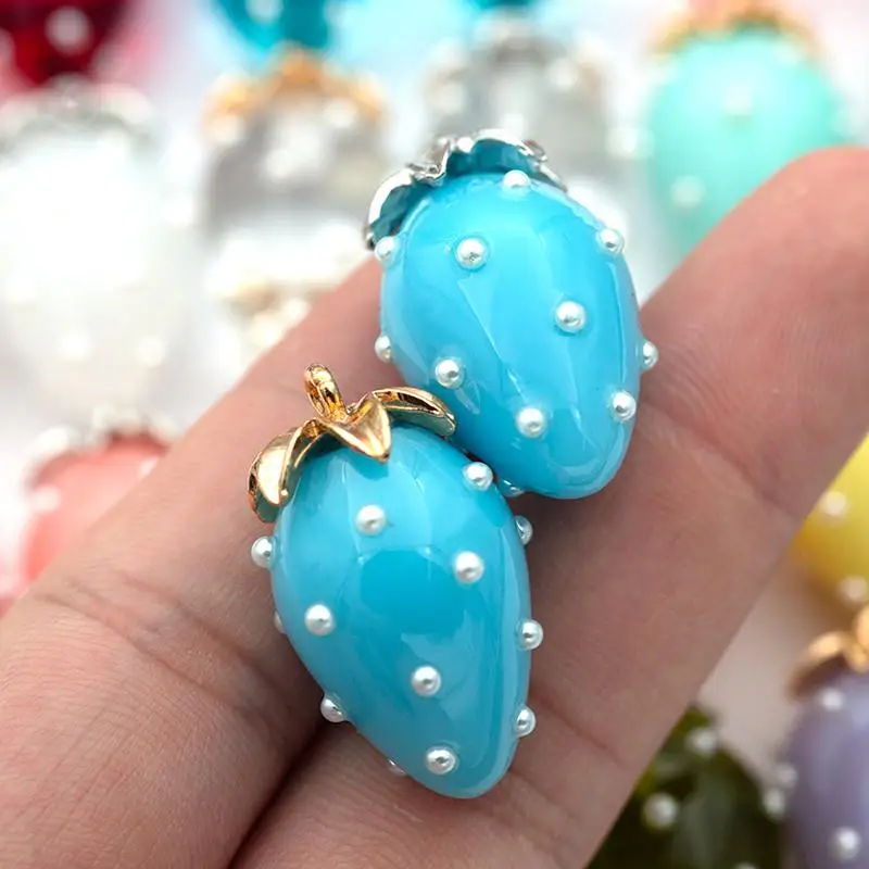 Fade Resistant 3D Resin Strawberry Pendant Charms 2pcs Sweet Fruit Charms for Long Lasting DIY Jewelry Making