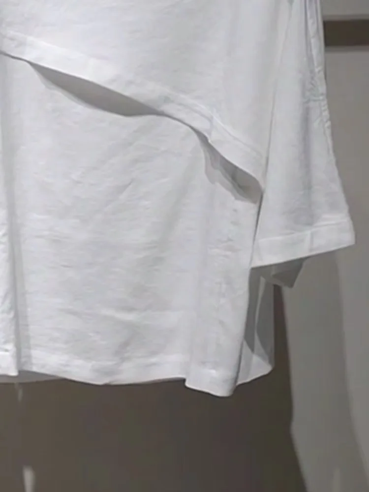 تي شيرت نسائي فضفاض مستدير Sle أبيض أساسي صيفي النسخة الكورية مستقيم قطع ort Sve اللون