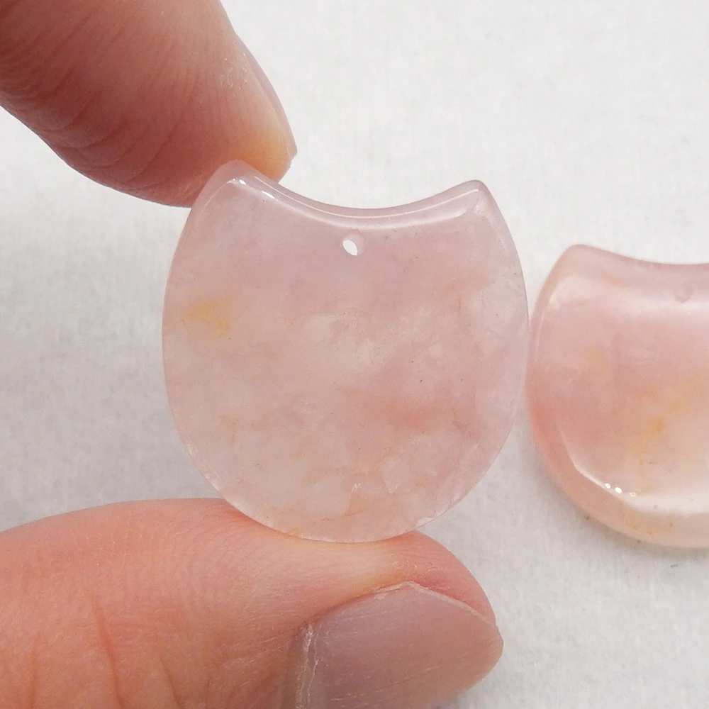 Natural Pink Quartz Carving Spiral Earrings Beads For Womens,Handmade Gift DIY Semiprecious Stone Jewelry Accessories