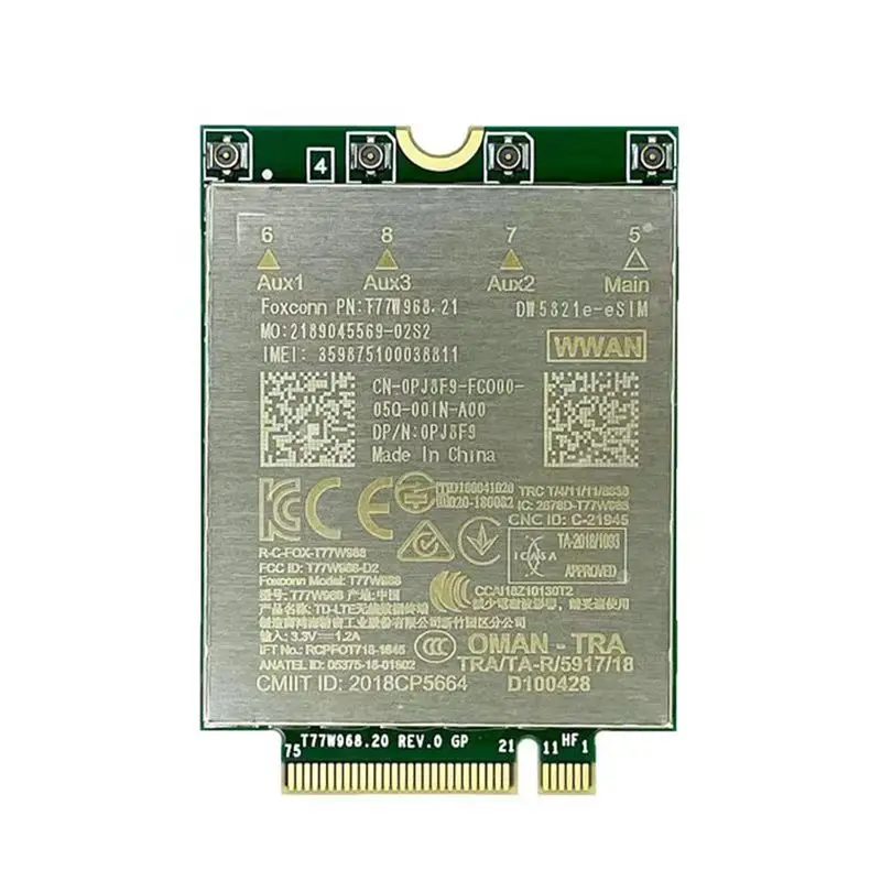 T77W968 For Dell DW5821E LTE Cat16 GNSS 5G WWAN Card Module Accessory For Lattore 5420 5424 7424 Rugged Latitude 7400/7400 2-In-