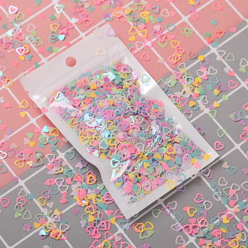 20g/Bag Love Heart 6mm PVC Confetti Glitter Sequins For Crafts Nail Art Decoration Paillettes Sequin DIY Sewing Accessories Girl