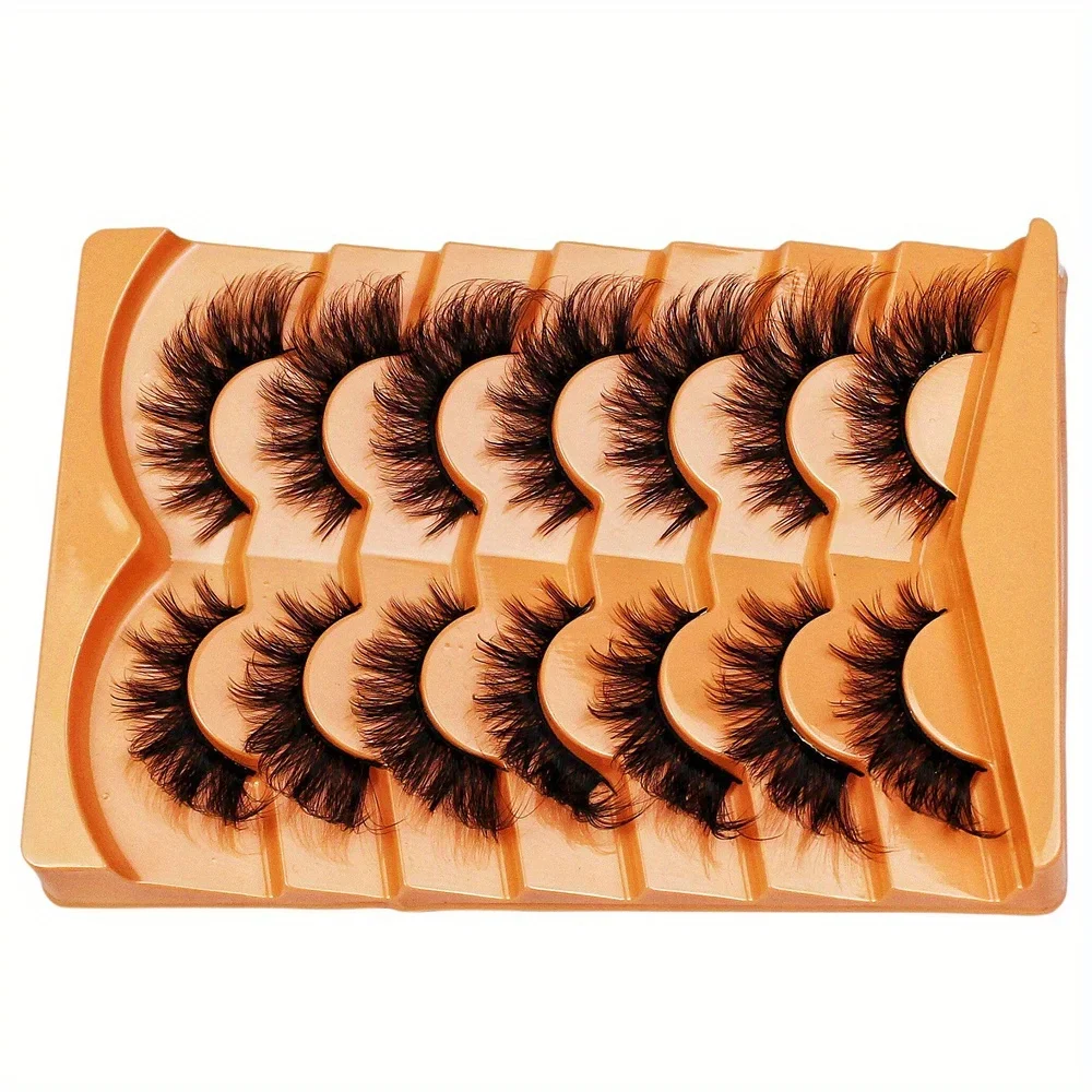 42pairs/6Pack Cat Eye Eyelashes 3D Natural False Lashes 5D Fluffy Soft Cross Manga Lashes Wispy Natural Eyelash Extension Makeup