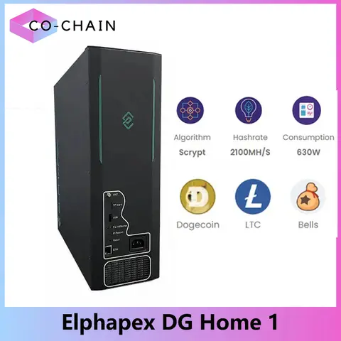 Nouveau Elphapex DG Home 1 Dogecoin Miner 2.1GH/S 630W LTC + cloches + chien Miner DGHOME1 algorithme Scrypt Mining faible puissance Litecoin Miner