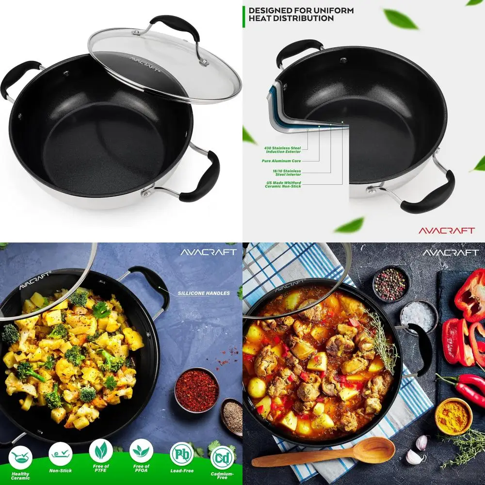 

Nonstick Everyday Use Pan, 9, Ceramic Coated, Stainless Steel, Induction Ready, Dishwasher Safe, Ideal for Cooking and Baking
