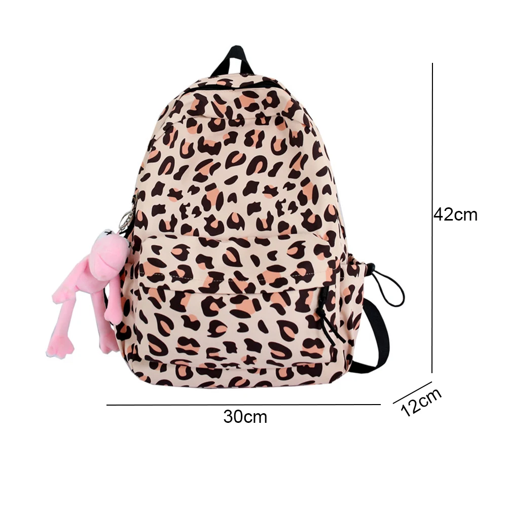 Bolsa de ordenador de viaje con estampado de leopardo para mujer, mochila impermeable de nailon de gran capacidad, mochilas escolares para chicas universitarias