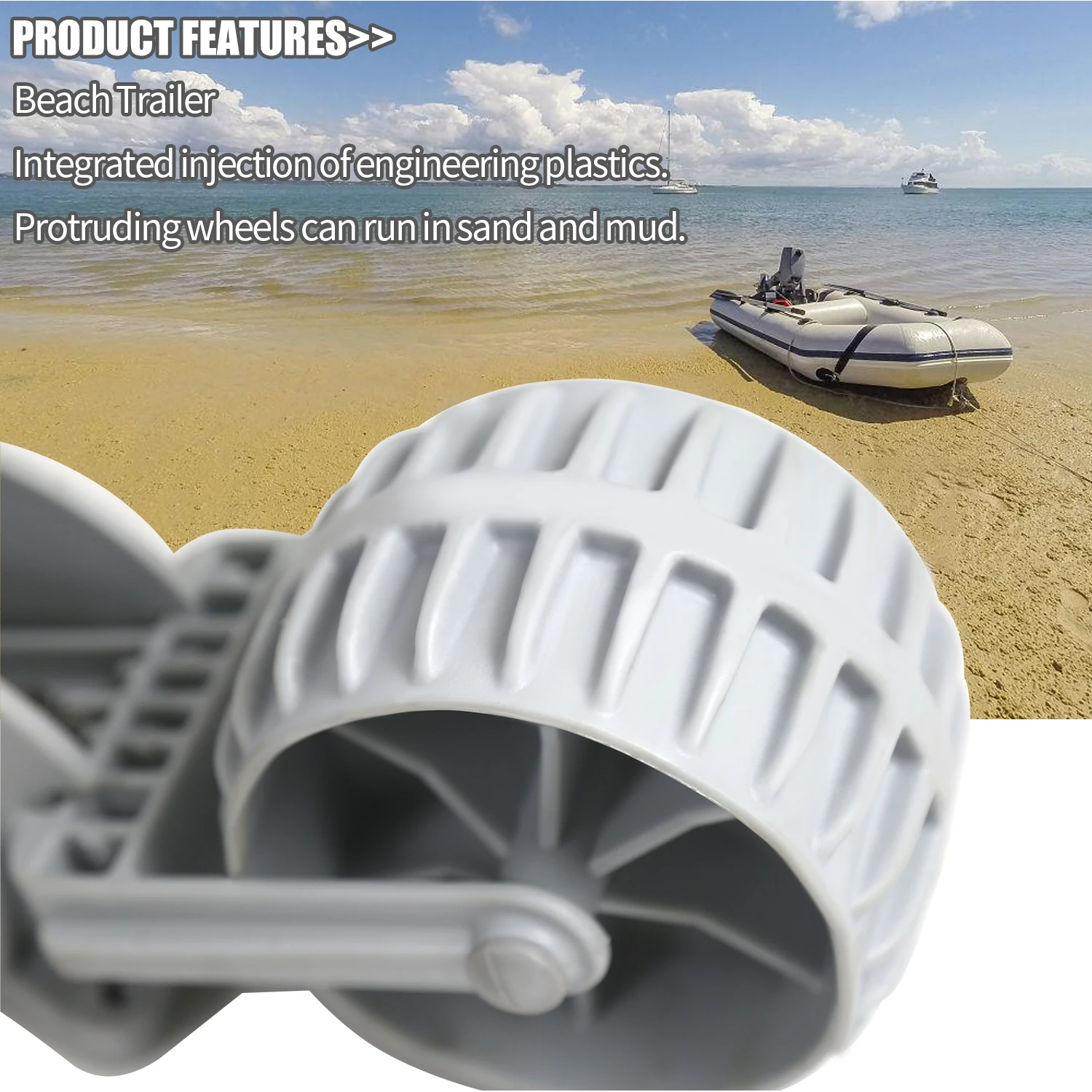 Inflatable fiberglass boat portable hand-pulled wheel with a pair of three-speed adjustable wheels Dinghy Wheeler for Boat