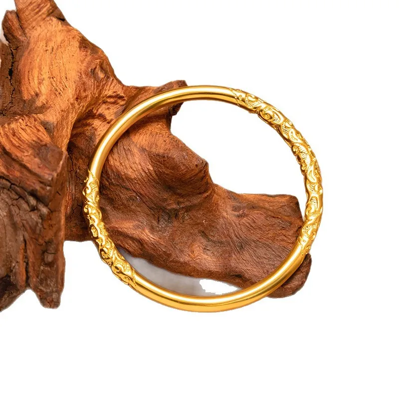 Copper Electroplated Gold Non-Fading Sand Gold Exquisite Curled Grass Pattern Bracelet Women's Light Luxury High-End Precision C