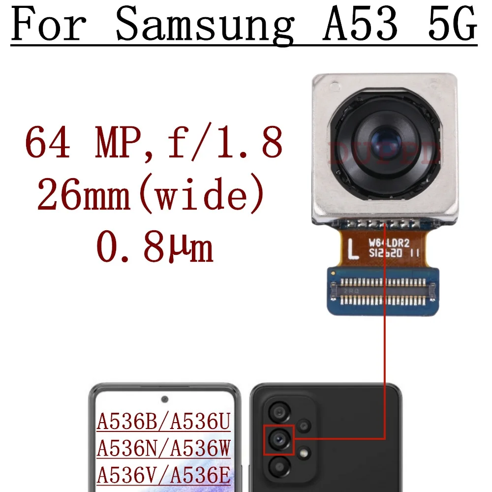 Front Rear Camera For Samsung Galaxy A53 5G SM-A536B A536U A536N Back Wide Macro Depth Main Camera Module Flex Cable