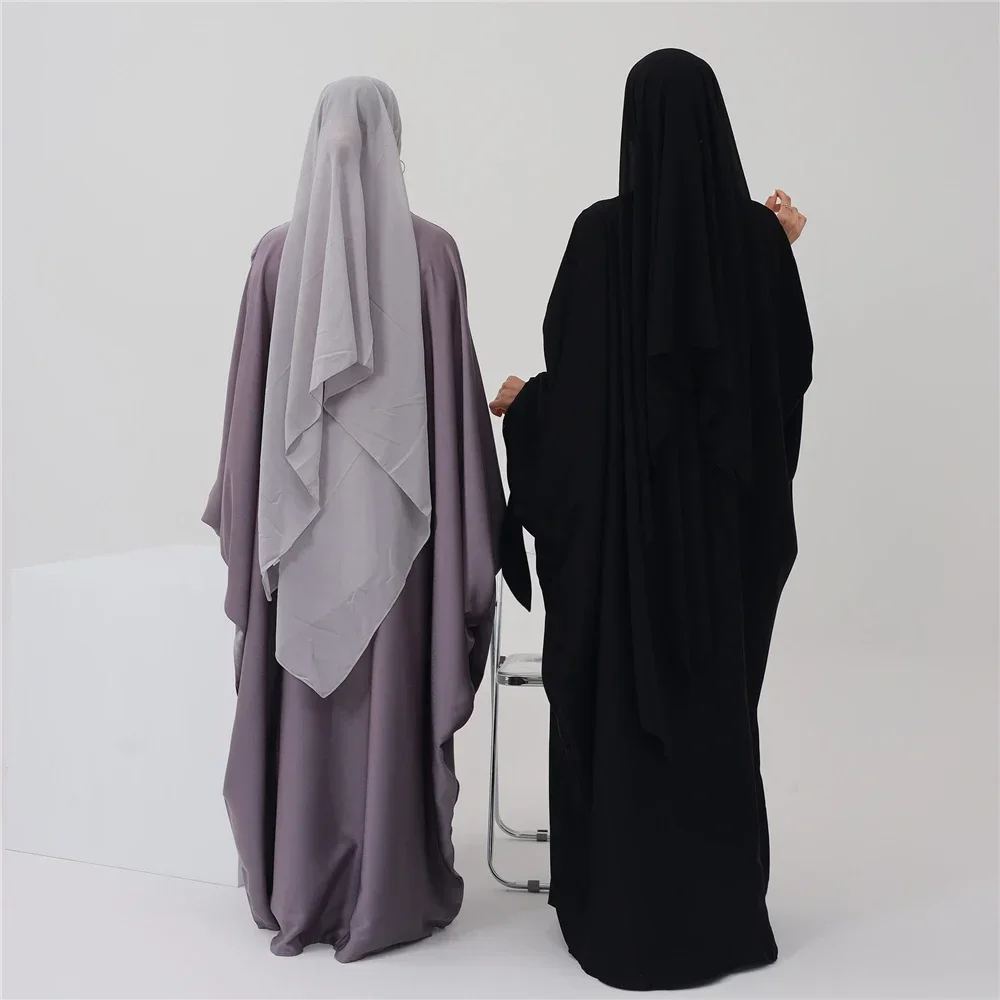 Sommer Satin Abaya Übergroße Schmetterling Ärmel Rüschen Kragen Muslimischen Kleid für Frauen Turk Dubai Kaftan Casual Ramadan Eid Modesty