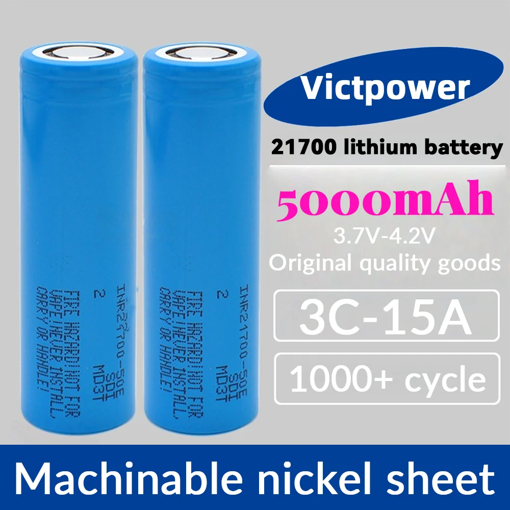 Victpower INR21700-50S 5000mAh Cylindrical Lithium Ion Battery Cell 4000mAh 5000mAh 3.7V 50G 50E 50S 40T 3.7V 21700 4000mAh