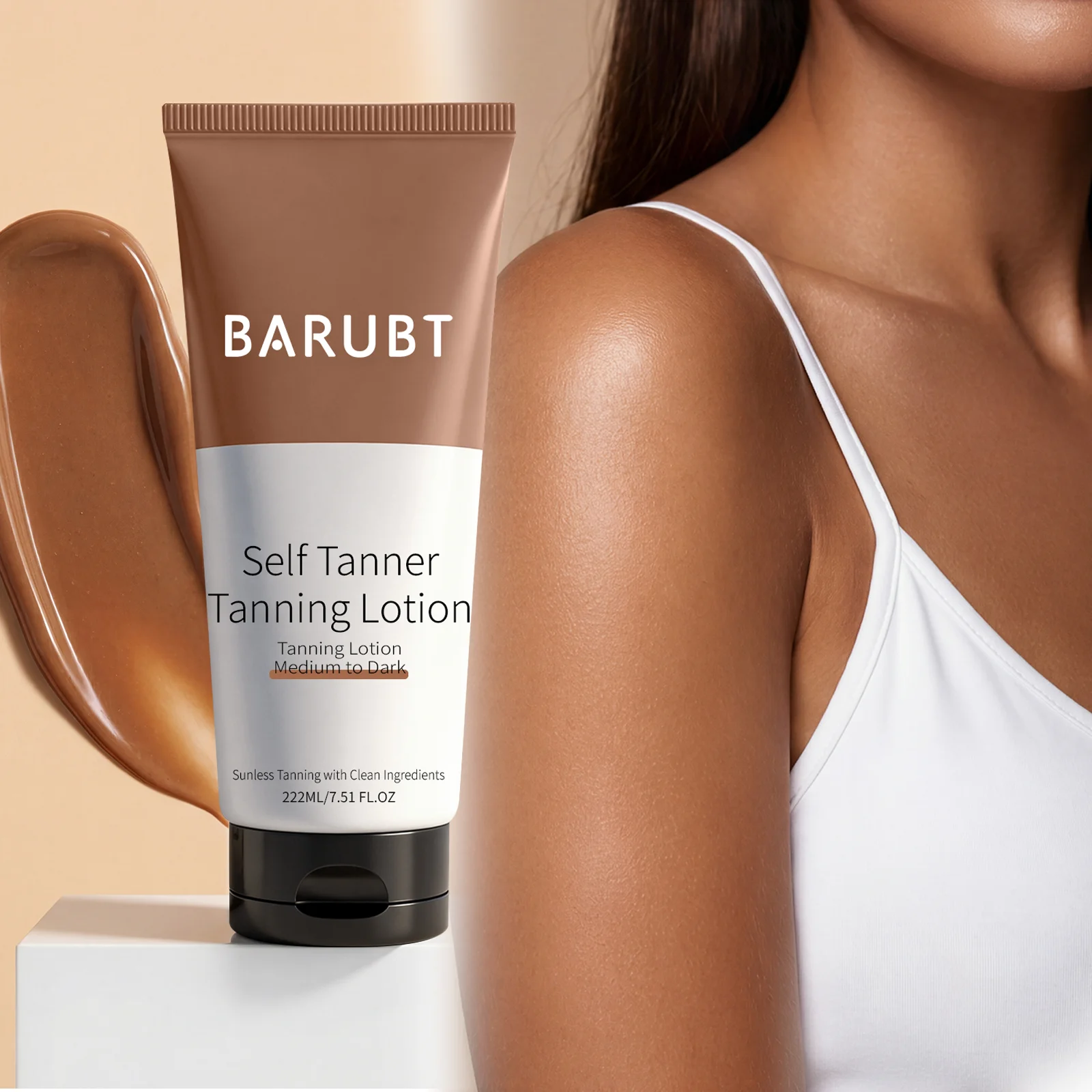 Sun-aiding Tanner Body Lotion for Deep Dark Tone as Dry Skin Remedy with Barrier Protection and Anti Dryness Skin Nourishment