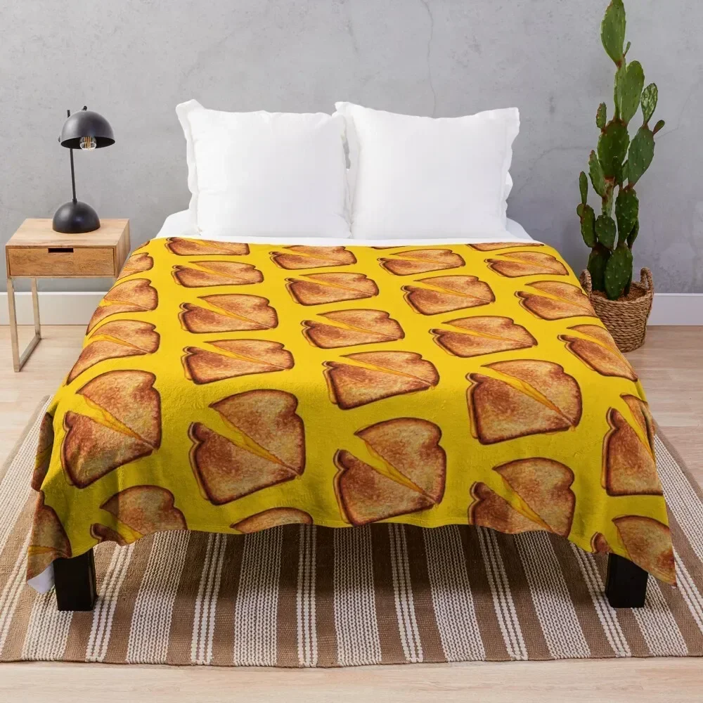 

Grilled Cheese Sandwich Pattern - Yellow Throw Blanket Picnic for sofa Camping Loose Blankets