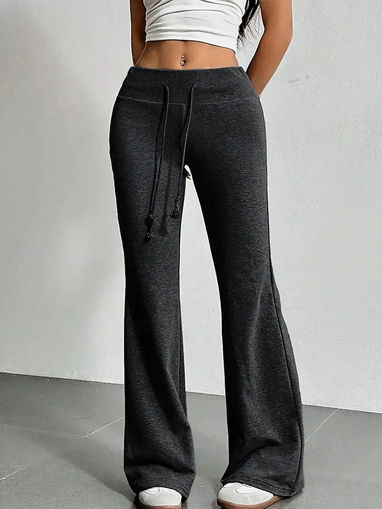 Black Sexy Women's Trousers Autumn New Streetwear Fashion Casual Slim Versatile Lace-up Pants Elegant Female Sexy Pants Clothing