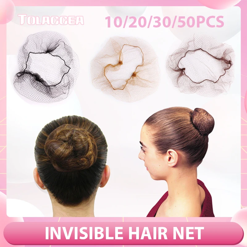 Filet à cheveux invisible en nylon pour chignon, 20 pouces, 10/20/30/50 pièces, accessoires de coiffure