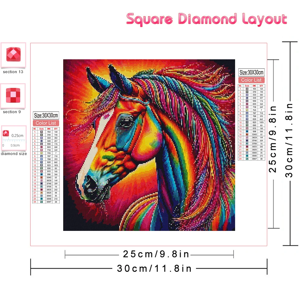 Huacan Diamond Mosaic Animal Full Square Round Diamond Painting Horse Fantasy New Collection Art Home Decor Gift Craft Kit