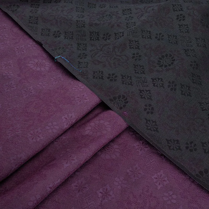 

Perforated silk jacquard gauze fabric real new Chinese-style hollowed-out with a purple coming from the east