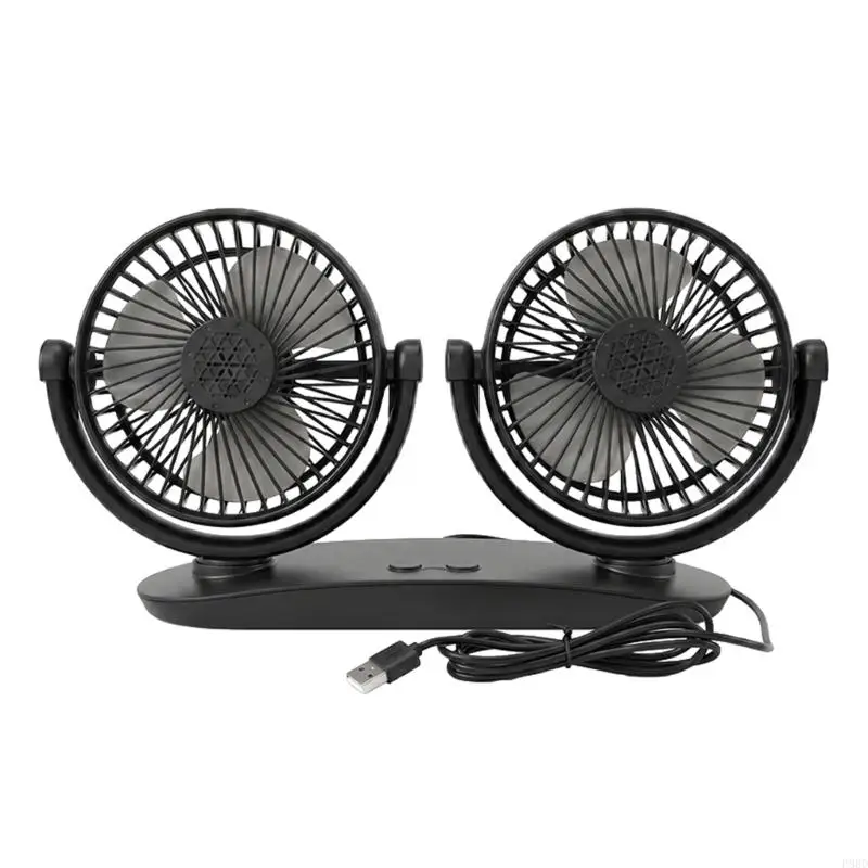  Double Head Car Dashboard Mounted Cooling Fan With 3 Speed Settings Low Noise