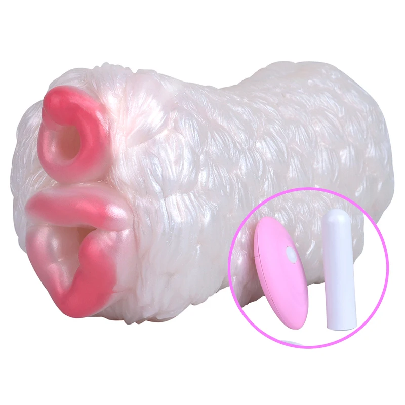 16.5*9.5cm 2 Holes 'Lion' Vagina Anal Vibration Male Masturbator Silicone Vibrator Pocket Pussy Sex Toy for Men Masturbation Cup