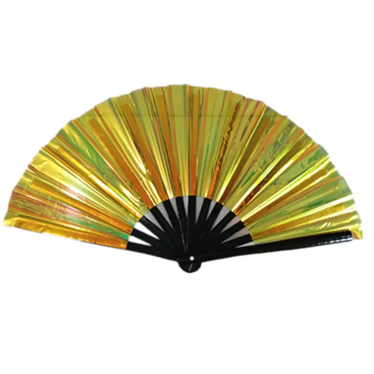 10 - Inch PVC Laser Film Tai Chi Fan: 33cm Large Bamboo Kung Fu Sound Fan