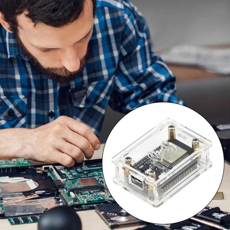علبة حماية من الأكريليك لـ NodeMcu Lua CP2102/CH340G ESP32 IoT لوحات حامل حماية ميزة التجميع سهلة