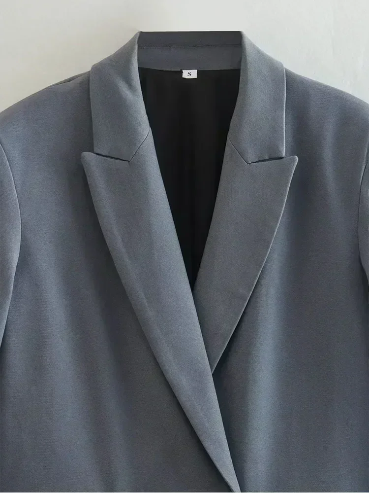 Blazer de cuatro colores con doble botón para mujer, abrigo Vintage de manga larga, prendas de vestir exteriores elegantes para mujer 2023