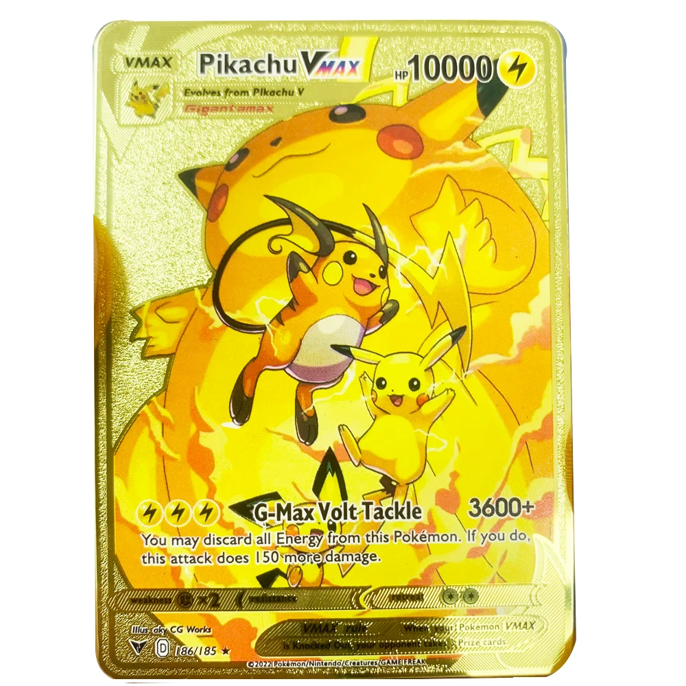 Pokemon Card 10000 Arceus Pikachu Charizard Vmax Gx Gold Pocket Monster English iron Metal Letters Kids Gift Collection Cards