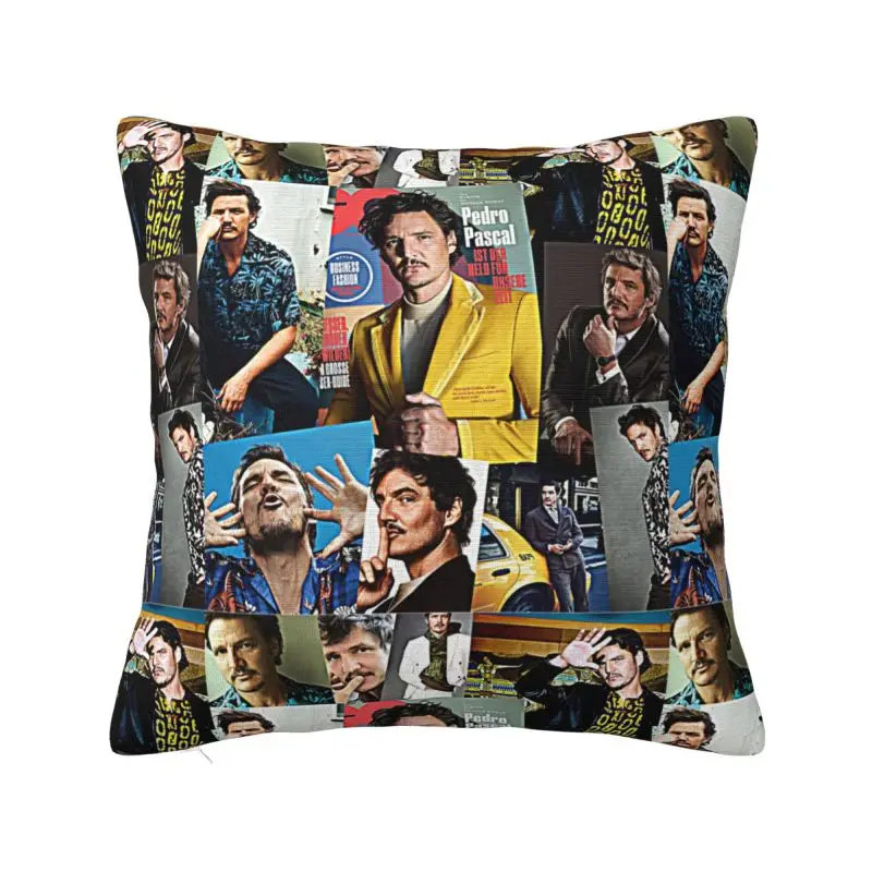 Vintage Pedro Pascal Collage Throw Pillow Covers Living Room Decoration Sofa Chair Cushion Cover Polyester Soft Pillowslip