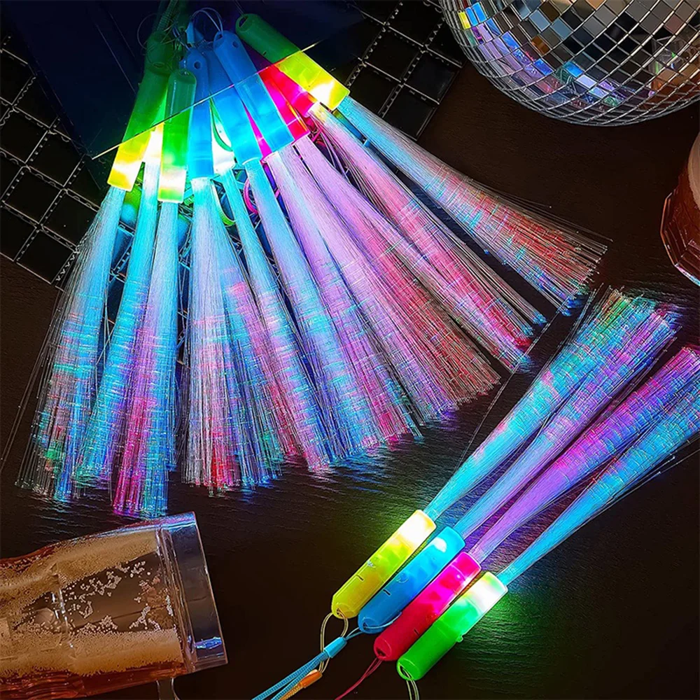 1pc Glow Fiber Optic Stick Color Changing Luminous Wand Flashing Rod Starry Sky LED Night Light Birthday Wedding Party Favors