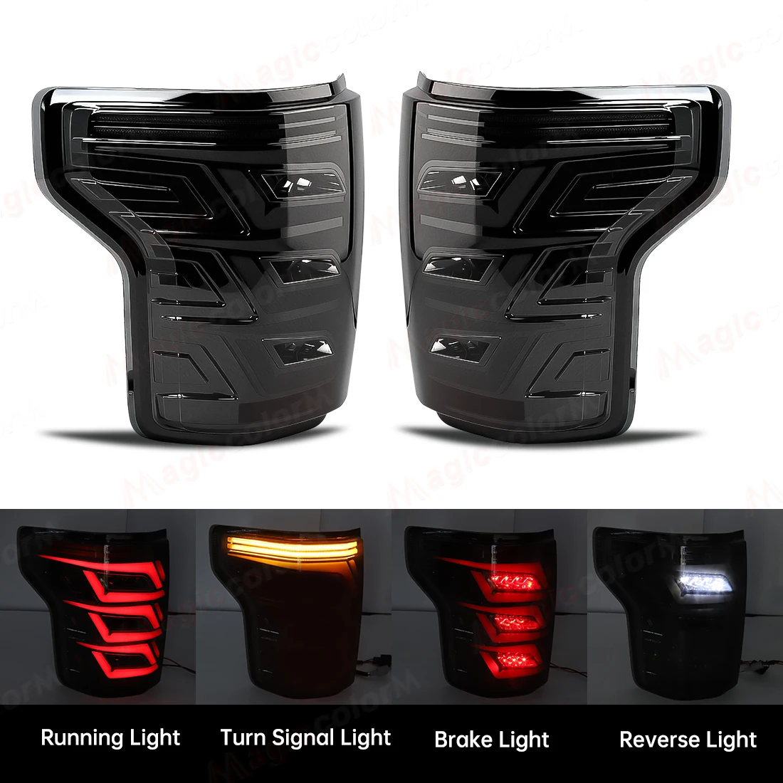 LED Tail Lamps For Ford F150 2015 2016 2017 2018 2019 Rear Running Brake Reverse Lights Start Up Animation Yellow Turn Signal