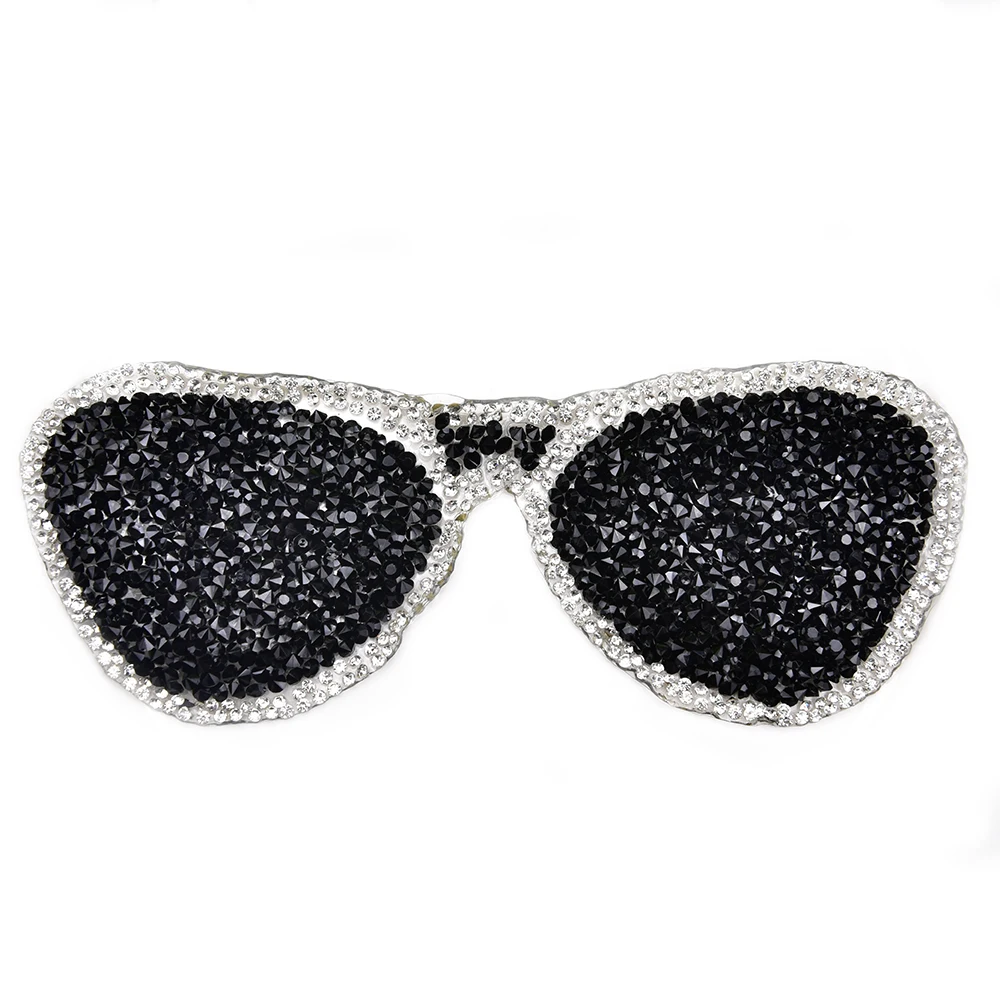 100Pc Fashion Sunglasses Design Crystal Hot Fix Rhinestone Motifs Iron on Transfer Strass Patches Applique for Clothes Hats Bags