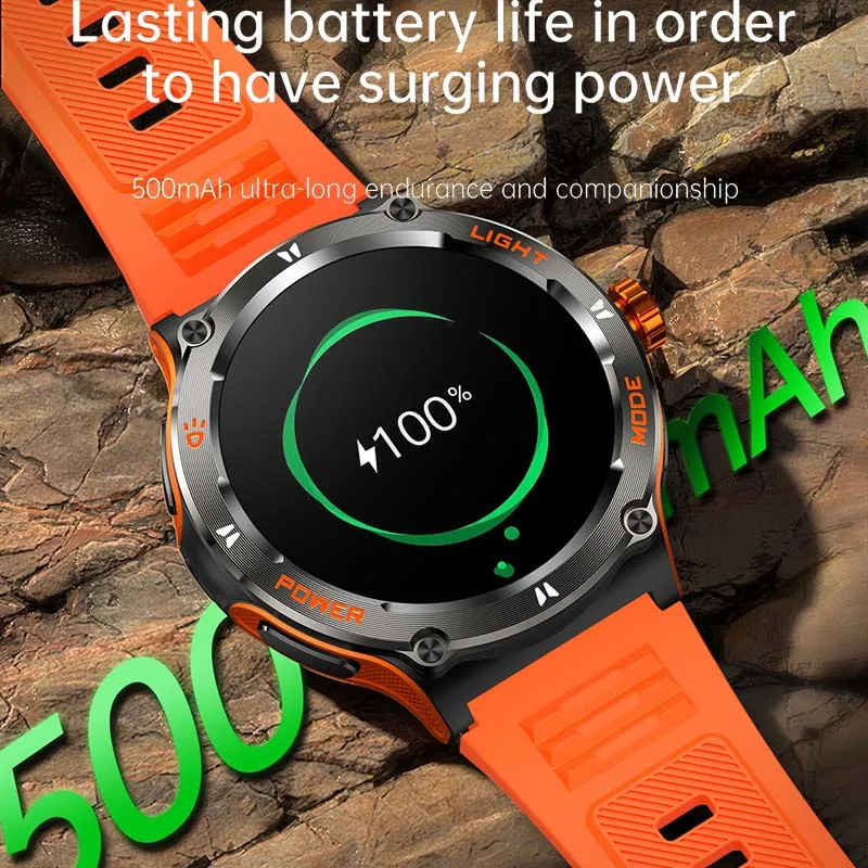 2024 Nieuw Voor Huawei Xiaomi Amoled Smart Watch Mannen Ruige Militaire Bluetooth Call Gps Track 500Mah 3atm Waterdichte Smartwatch