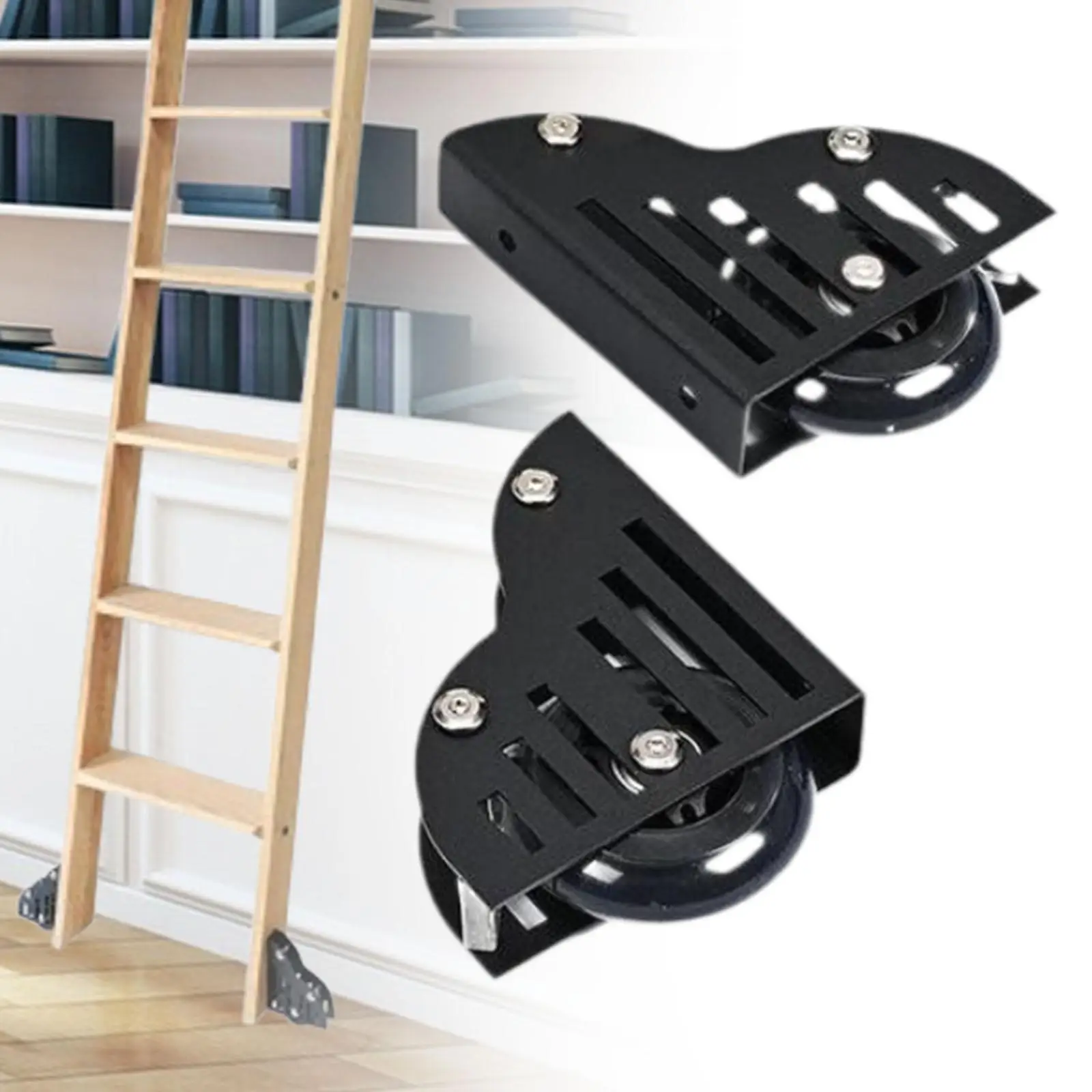 2 Pieces Round Tube Sliding Library Hardware Bottom Wheel with Brake Sliding