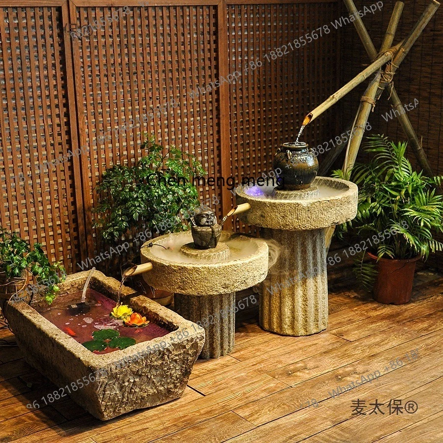 

Old stone trough courtyard flowing water landscape yard ornament outdoor fish stone tank old stone sink