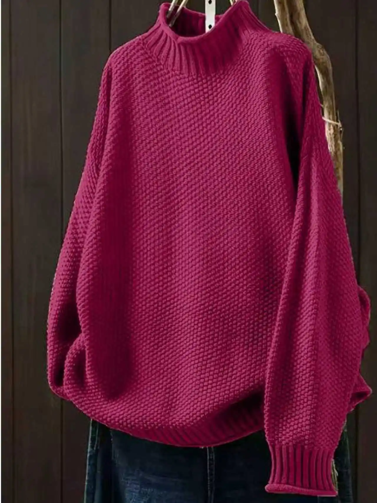 

Women's Plus Size Semi-Turtleneck Long Sleeve Pullover Sweater (Casual)​