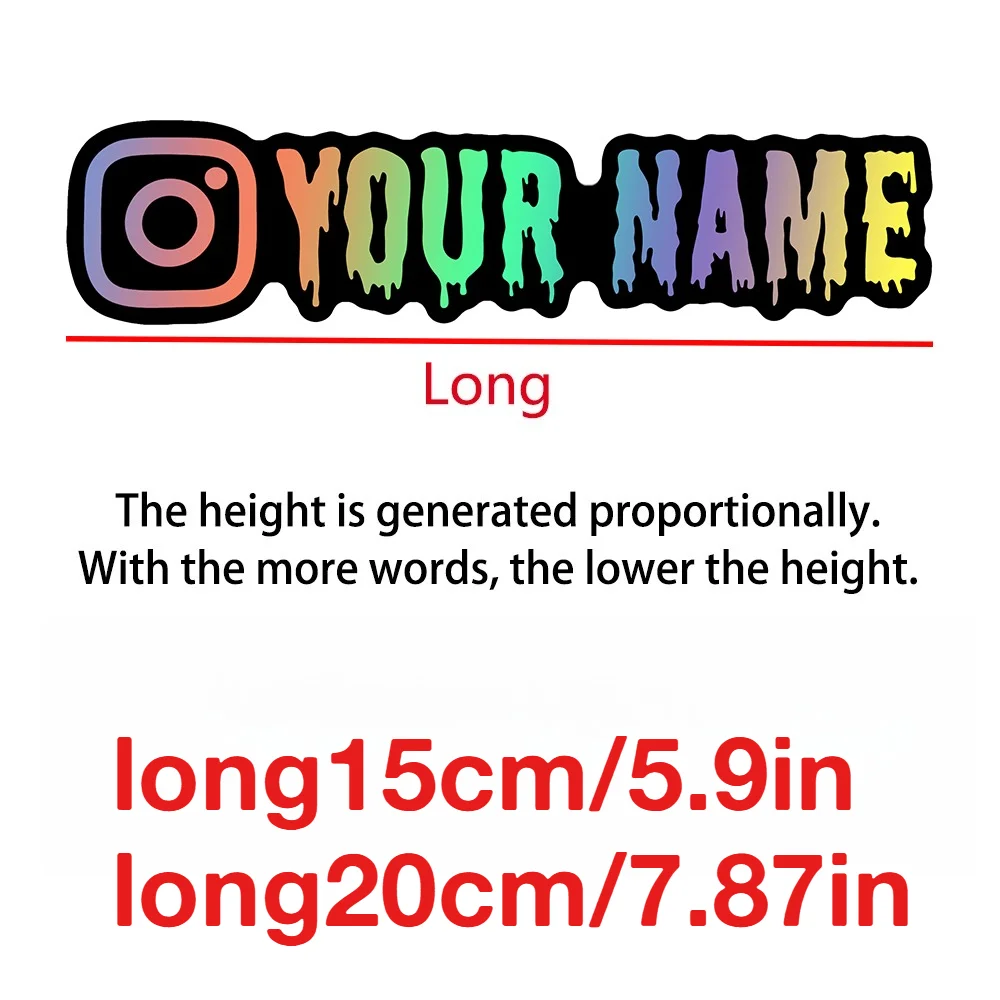 1PC Custom Instagram User Name with Black Background Personalized Motorcycle Stickers Waterproof DIY Fuel Tank Helmet Car